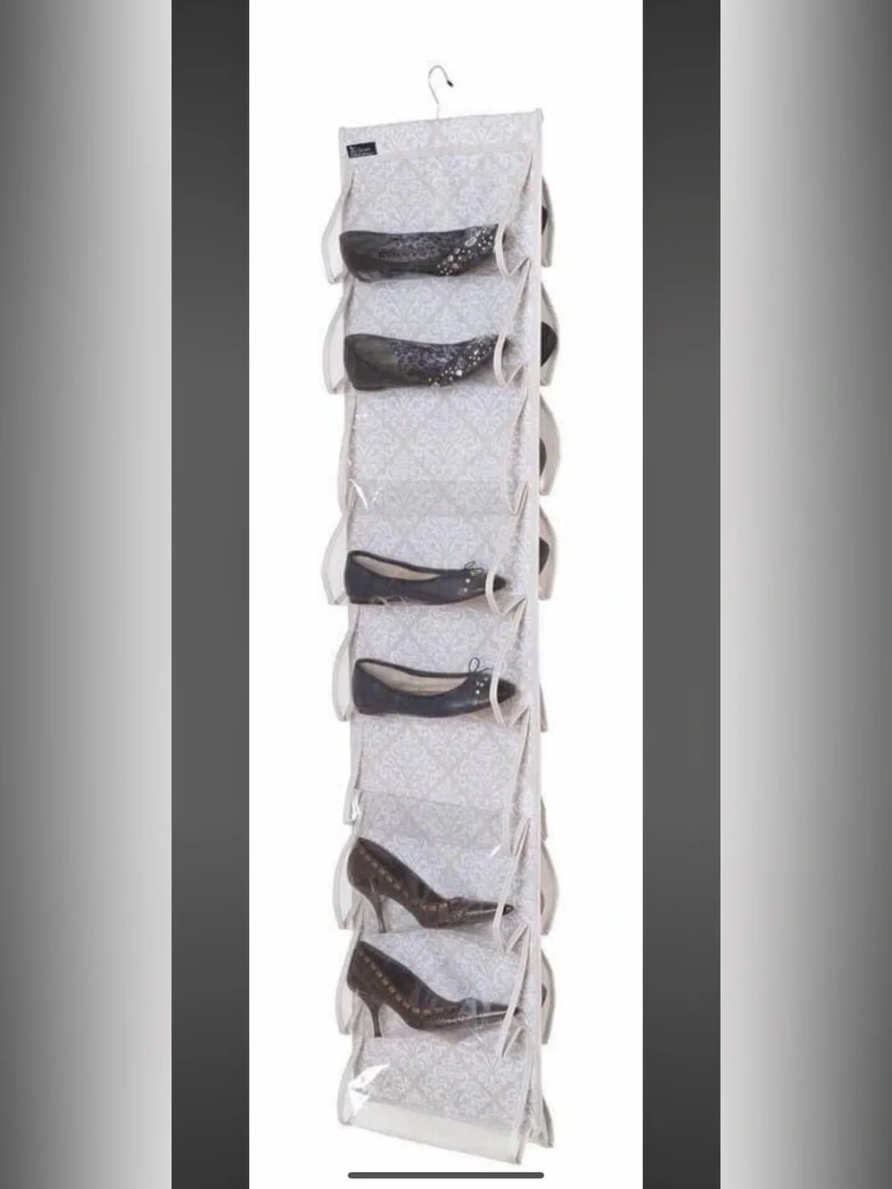 2 Pcs 18 Clear Pockets Shoes Sandals Neutral Hanging Closet Storage Organizer